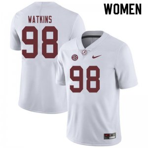 NCAA Women's Alabama Crimson Tide #98 Quindarius Watkins Stitched College 2019 Nike Authentic White Football Jersey RJ17K86LI